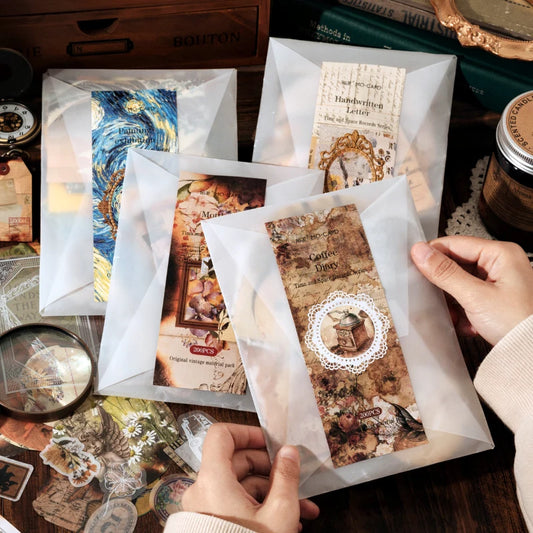 200pcs/pack Decorative Scrapbook PET Sticker Materials Paper Combo Kit DIY Junk Journal Collage Photo Album Vintage Stickers