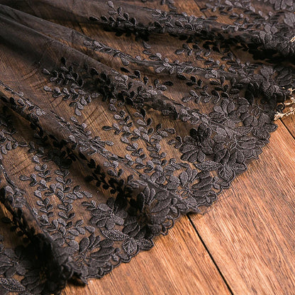 1Yard White Lace Fabric Cotton Embroidered Sewing Supplies  DIY Dress Garment  Accessories 32cm Width