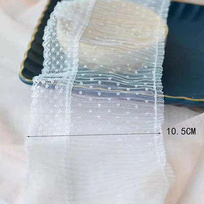 1Yard Elastic Wave Point Mesh White Black Dot Lace Fabric Handmade DIY Wedding Dresses Sewn Decoration 10.5CM Wide