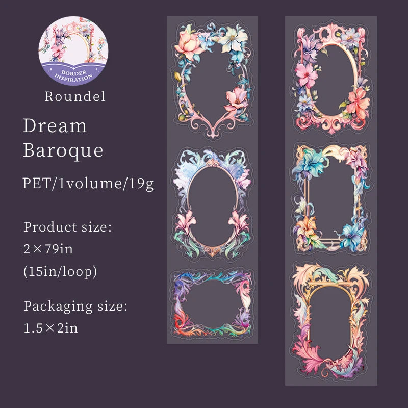 JIANQI 50mm*2m Border inspiration Tape INS Wreath Frame DIY Decoration scrapbooking Handbook Circulation Decal Stationery