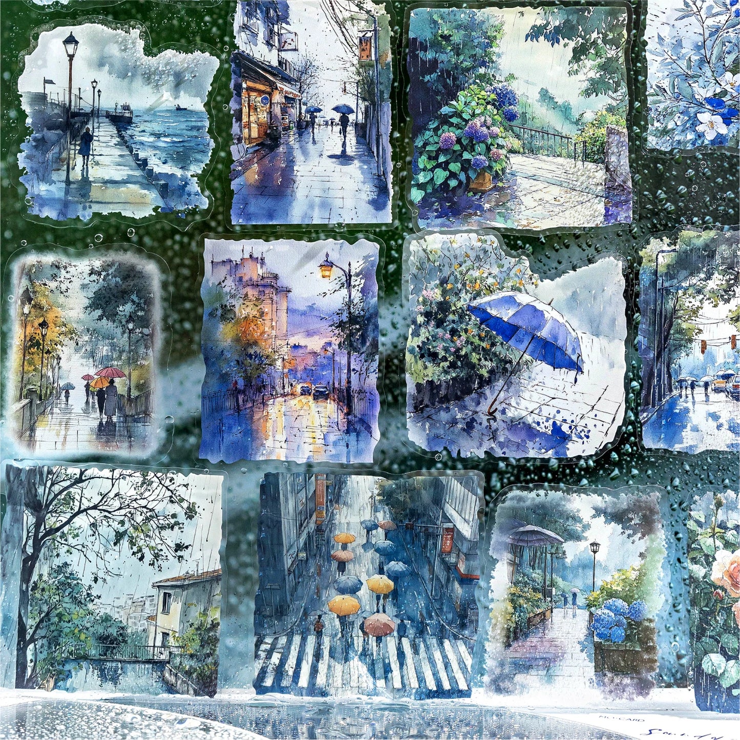 JIANQI 15pcs Urban Landscape PET Stickers Scrapbooking Materials DIY Junk Journal Collage Collage language Decor Stickers