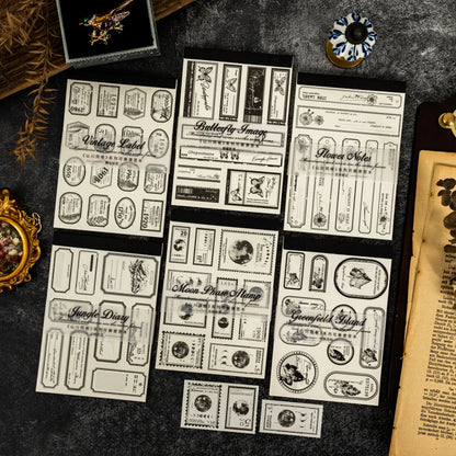 JIANQI 30pcs/book Retro Old tags Material Paper Aestheti Scrapbooking Journaling Vintage Stationery Aesthetic Plants Manuscript