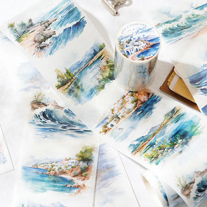 JIANQI 70mm*2m Beautiful scenery series tape PET Material Scrapbooking Stickers Stationery Supplies Decorative DIY Sticker