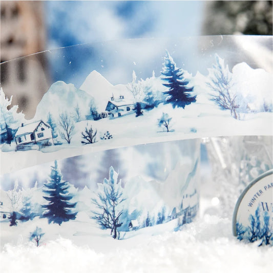JIANQI 38mm*2m PET Winter snow scenery Tapes DIY Scrapbooking Decor Photo Album Collage Journalling Materials Aesthetics Sticker