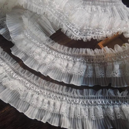 1 Yard Embroidery Elastic Lace Clothing Lace Fabric Lace Layer Materials Vintage Dress Lace Accessories 7.5CM