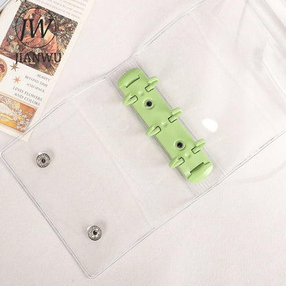 JIANWU Double Buckle A8Mini 3-hole Transparent Loose Leaf Material Storage Notebook Creative Journal Student Supplies Stationery