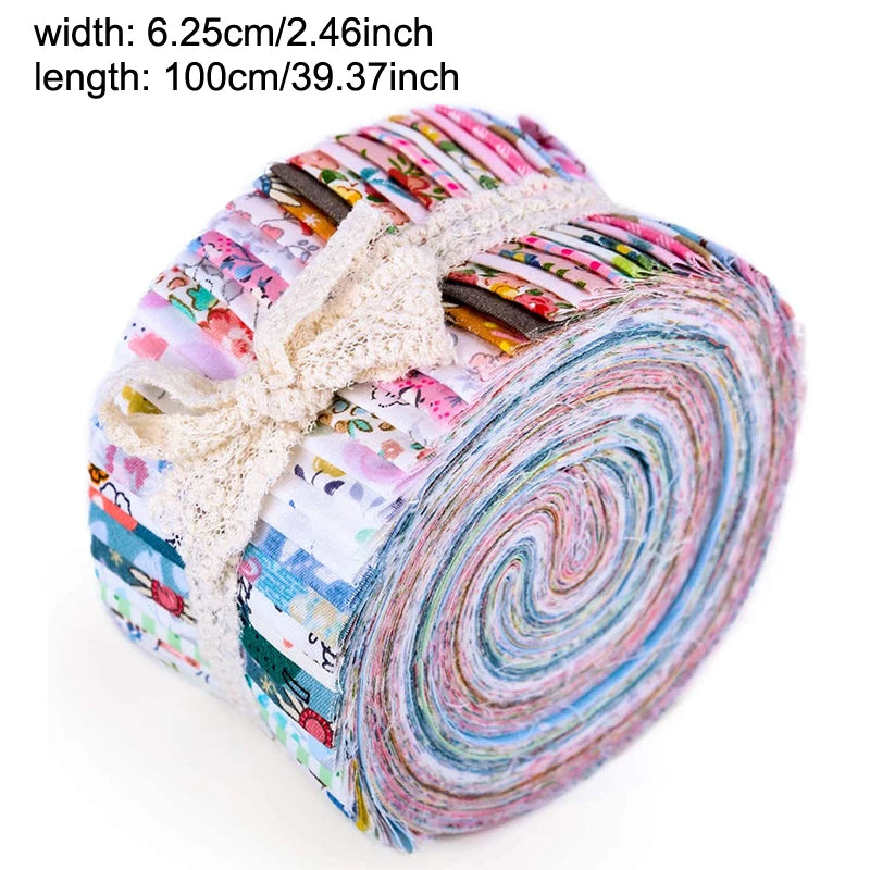 1Pack Fabric Roll Jelly Roll Up Cotton Fabric Quilting Strips Random Pattern Patchwork Craft Cotton Quilting Supplies