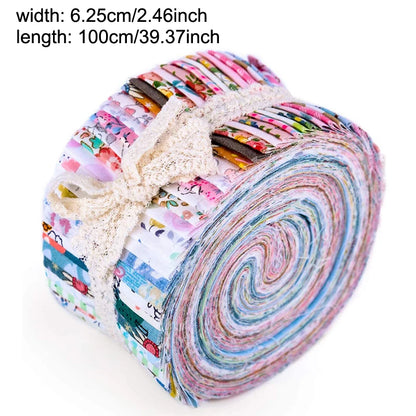 1Pack Fabric Roll Jelly Roll Up Cotton Fabric Quilting Strips Random Pattern Patchwork Craft Cotton Quilting Supplies