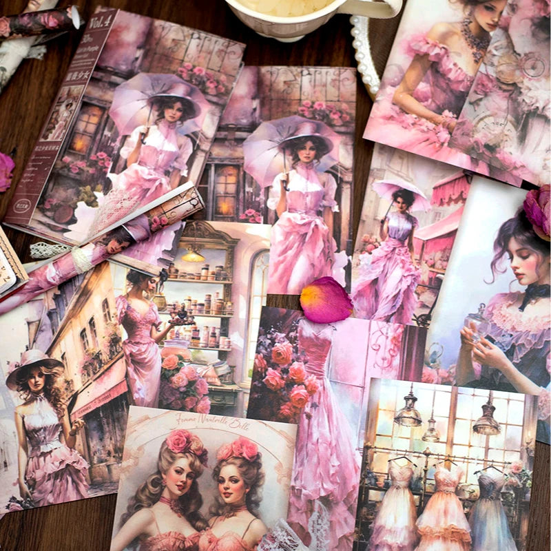 30 pcs Flower Girl Decor Material paper for Junk Journal DIY Scrapbooking Collage Stationery Planner Sticker Stationery supplies