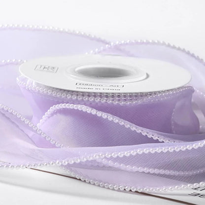 5 Yards Pearl Edged Fishtail Yarn Pleated Wave Handmade DIY Flower Packaging Cake Ribbon Lace 4CM Wide