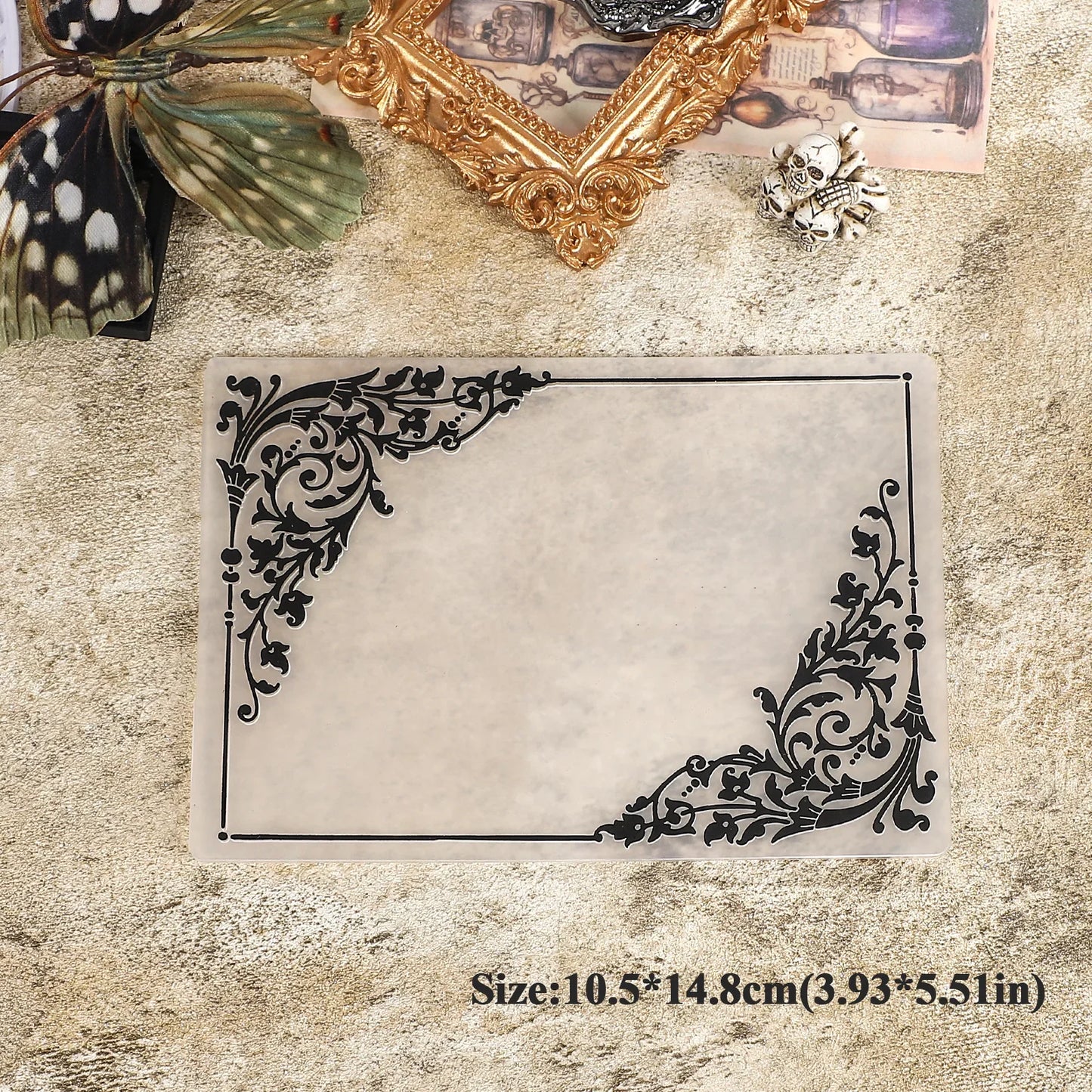JIANWU Vintage Lace Flower Border Landscape material collage Plastic Embossed Concave Convex Plate Creative  Journal Stationery