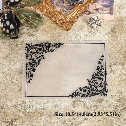 JIANWU Vintage Lace Flower Border Landscape material collage Plastic Embossed Concave Convex Plate Creative  Journal Stationery