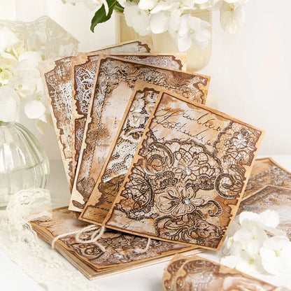 30pcs Vintage Art paper Materials Lace paper Scrapbook Materials DIY Photo Album Collage Journal Creative Stationery paper