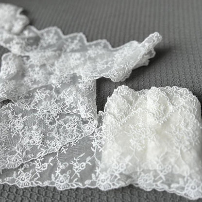 1 Yard Water-Soluble Ruffle Black White Flower Embroidery Lace Trim Fabric For Wedding Home Supplies Handmade Sewing Crafts
