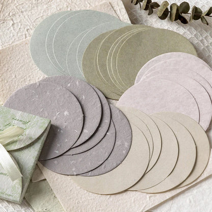 JIANQI 30pcs/lot Memo Pads Material Paper Solid Color Round Junk Journal Scrapbooking Cards Retro Background Decoration Paper