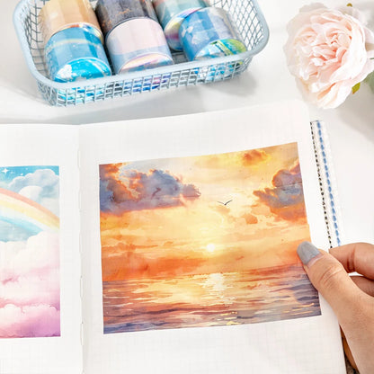 JIANQI 30mm*2m Sky and Sea landscape Tapes DIY Scrapbooking Decor Photo Album Collage Journalling Materials Stickers