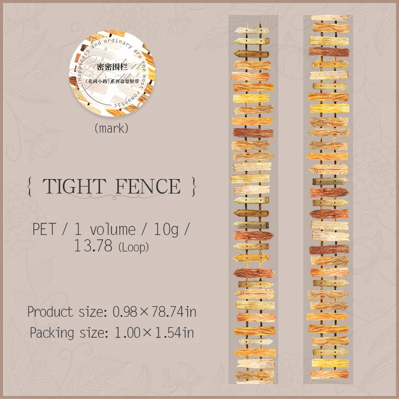 JIANQI 25mm*2m PET Tapes Garden Path DIY Scrapbooking Decor Photo Album Collage Junk Journal Materials Aesthetics Stickers