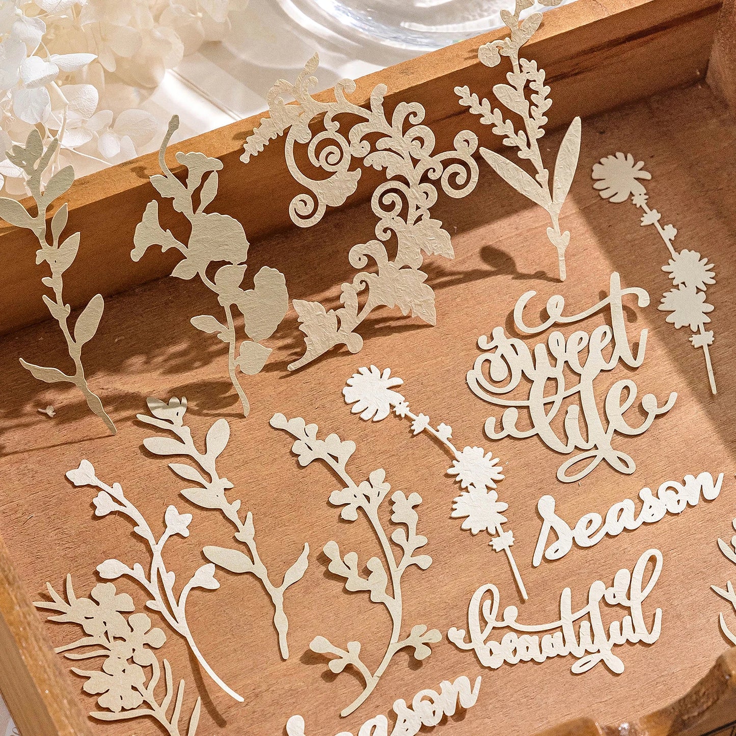 JIANQI 20 pcs INS Material paper Plant flowers Decor paper Hollow Card Collage Material junk journal DIY hand made Craft paper