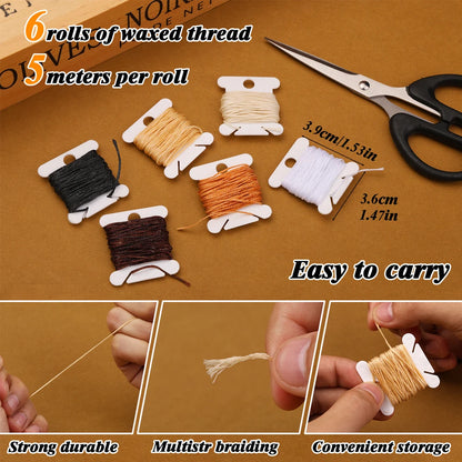 Zxiixz 83Pcs/set Leather Repair Sewing Kit with Polyester Sewing Thread 6Pcs Waxed Thread Stitching Needle for Boots Shoes Sofa