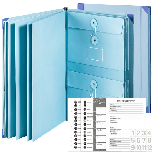 Document Organizer Folio with 12 Pockets Envelopes in Case I Go Missing Binder Important FileOrganizer Comes Labels Sticker