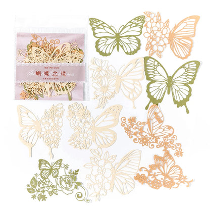 10 pcs INS lace material paper Hollowed butterfly Flowers Decorative Scrapbooking Diary Album hand made Collage Background paper