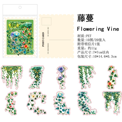 20pcs Plants Flowers Landscape PET Sticker natural scenery Junk Journal DIY Scrapbooking Supplies Collage Stationery Stickers