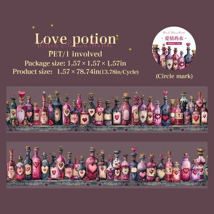 40mm*2m PET Tape Witch's Potion Bottle Stickers DIY Scrapbooking Hand Account Adhesive hand made Diy Junk Journal Craft Supplies