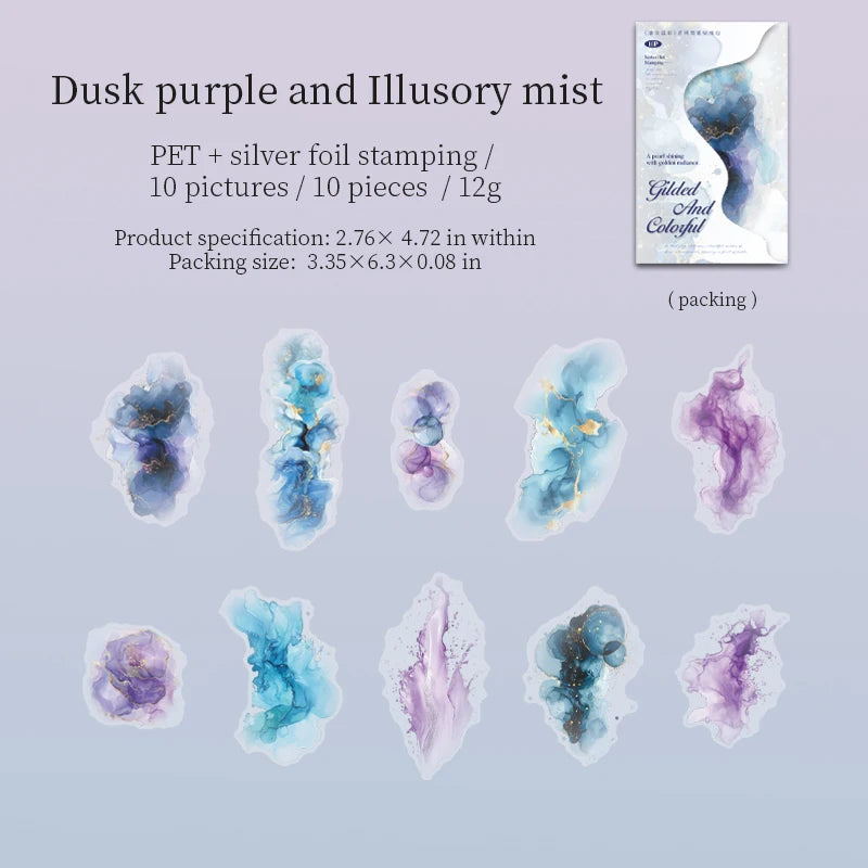 JIANQI 10pcs Hot stamping flower stickers PET Materials Collage Junk Journal DIY Scrapbooking Supplies Aesthetics Decor Sticker