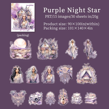 JIANQI 30pcs/pack Bohemian girl PET Stickers DIY Scrapbooking Decor Photo Album Creative Stationery Collage Materials Stickers