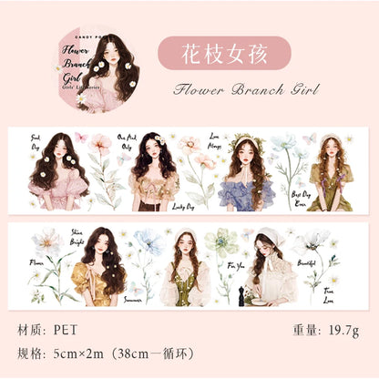JIANQI 5cm*2m Girl's Daily Life Tapes Decor Junk Journal DIY Scrapbooking School Supplies Collage Stationery Tapes