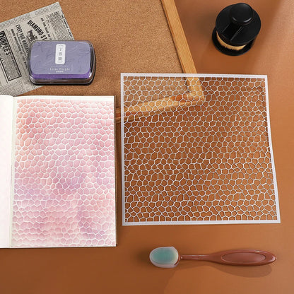 JIANWU Red Brick Honeycomb Fish Scale Graphic Plastic Masking Panel Material Stamp Creative DIY Student Supplies Stationery