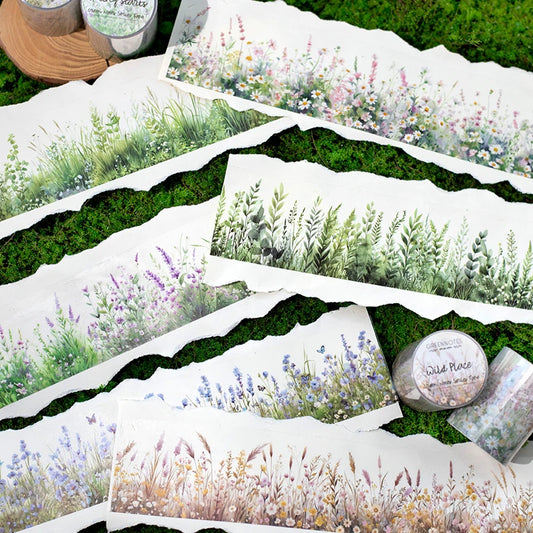 50mm*2m PET Grass Plant landscaping Tapes Stickers Scrapbooking Hand Account Adhesive hand made Diy Junk Journal Craft Supplies