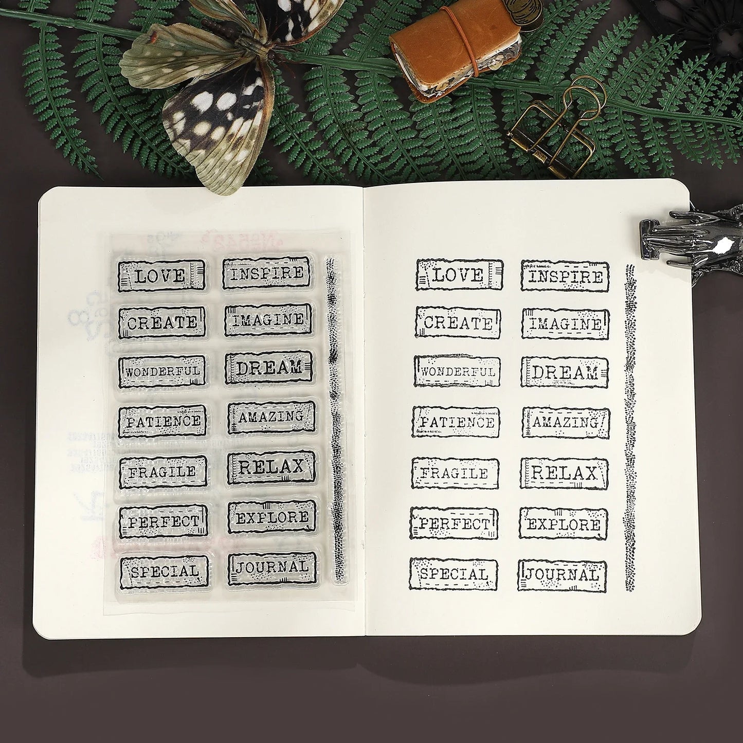JIANWUVintage Butterfly Flower Label Character Landscape Material Collage Transparent Silicone Stamp Creative Journal Stationery