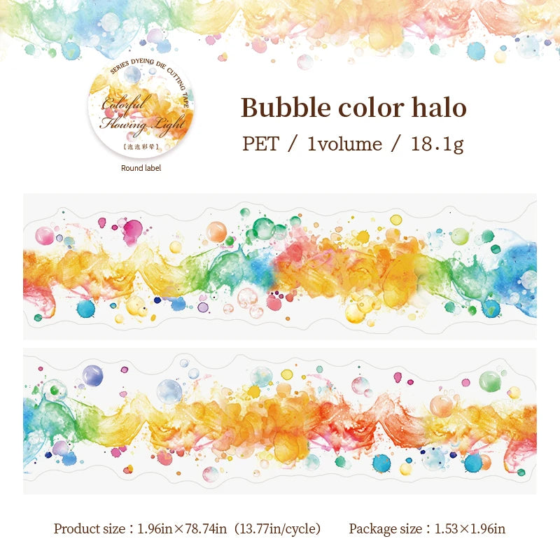 JIANQI 50mm*2m PET Rainbow Blending Tapes DIY Scrapbooking Decor Photo Album Collage Journalling Materials Aesthetics Stickers