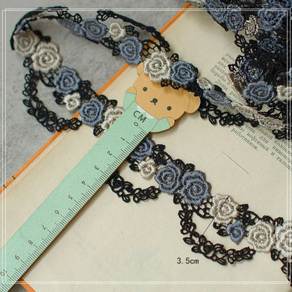 1Yard Pink Blue Lace Trim Craft Flower Lace Fabric Venise Floral Embroidered Applique Decorated Ribbon