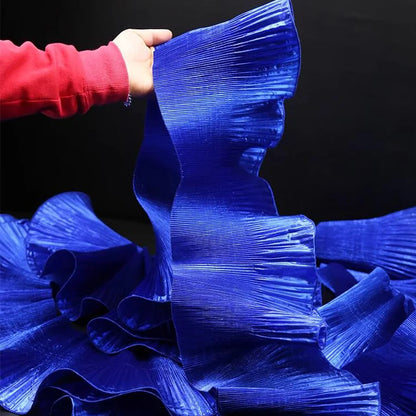 1Yard Multicolor Metal Wave Solid Pleated Ruffle Lace Fabric DIY Party Dance Clothing  Festival Decoration  Sewing Applique