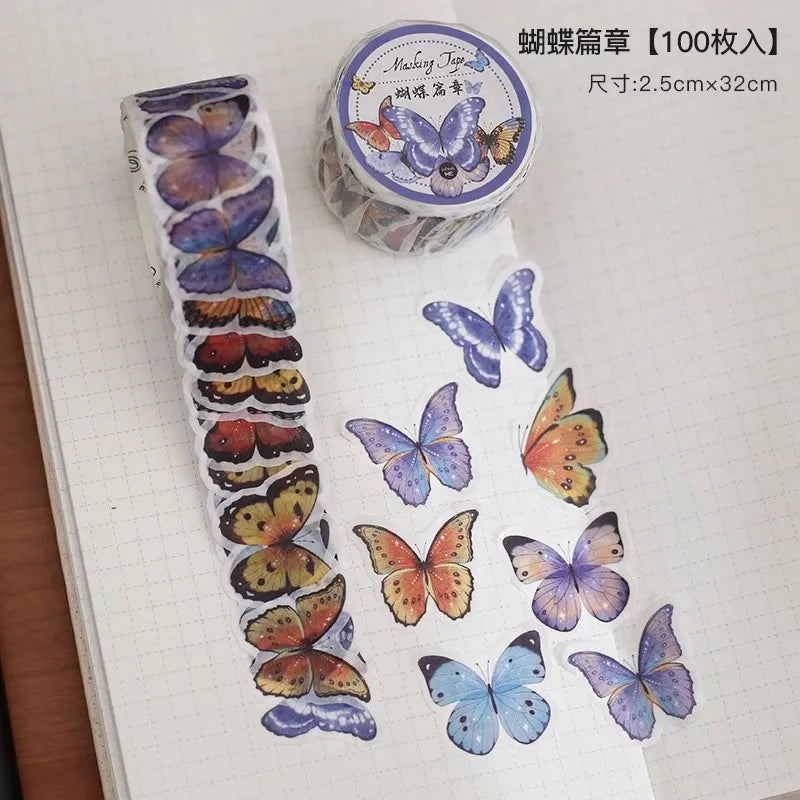 100 sheets Beautiful season Material Stickers Scrapbooking Junk Journal Creative Stationery DIY Deco Stickers School Supplies