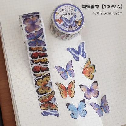 100 sheets Beautiful season Material Stickers Scrapbooking Junk Journal Creative Stationery DIY Deco Stickers School Supplies