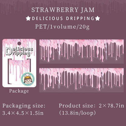 JIANQI 50mm*2m PET Delicious Dripping Tapes DIY Scrapbooking Decor Photo Album Collage Journalling Materials Aesthetics Stickers