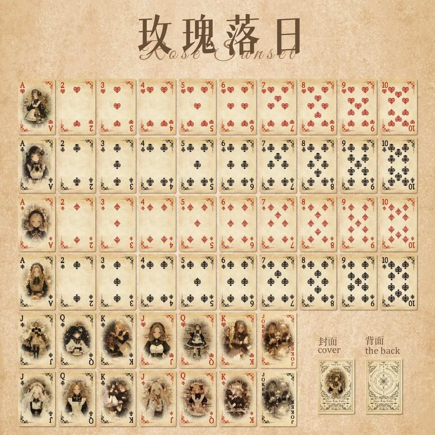 JIANQI 55 pcs Retro poker cards material paper Decorative Scrapbooking Diary Album hand made Collage material Background paper