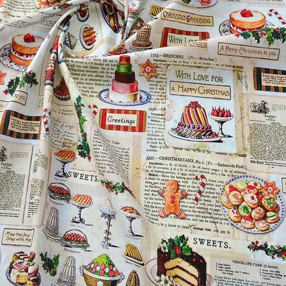Newspaper Fabric Map Retro Vintage Digital Printed for Handmade DIY Sewing Accessories