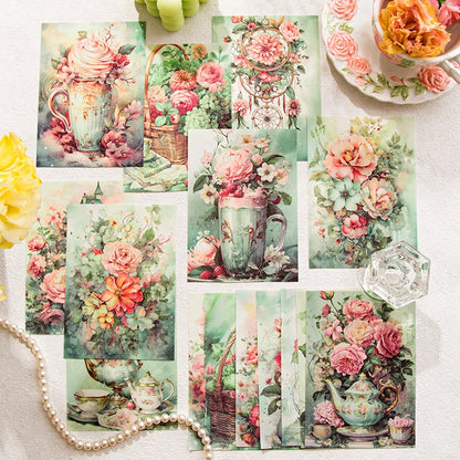 JIANQI 30pcs Vintage Flowers Landscape Materials Paper DIY Scrapbooking Junk Journal Collage Photo Album Retro Background Paper