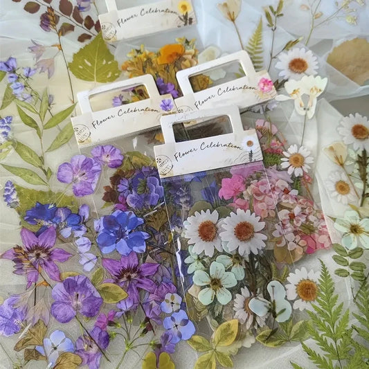 JIANQI 40 Pcs/pack Retro Creative flower plant Stickers hand tent DIY Stick Labels Scrapbooking Material Junk Journal Supplies