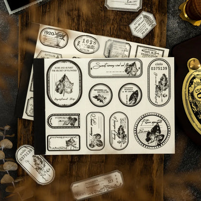JIANQI 30pcs/book Retro Old tags Material Paper Aestheti Scrapbooking Journaling Vintage Stationery Aesthetic Plants Manuscript