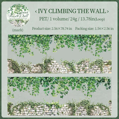 65mm*2m PET Plant Vine and stone wall tape Sticker Decorative collage Adhesive Diy Scrapbooking hand made Masking tape