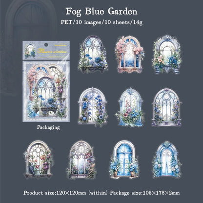 JIANQI 10pcs/pack Flowers Window Sticker PET Materials Collage Junk Journal DIY Scrapbooking Supplies Aesthetics Decor Sticker