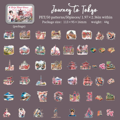 JIANQI 50 pcs PET Iron box packaging Stickers Travel Theme Decorative handmade Scrapbooking Material Diary Album Craft Supplies