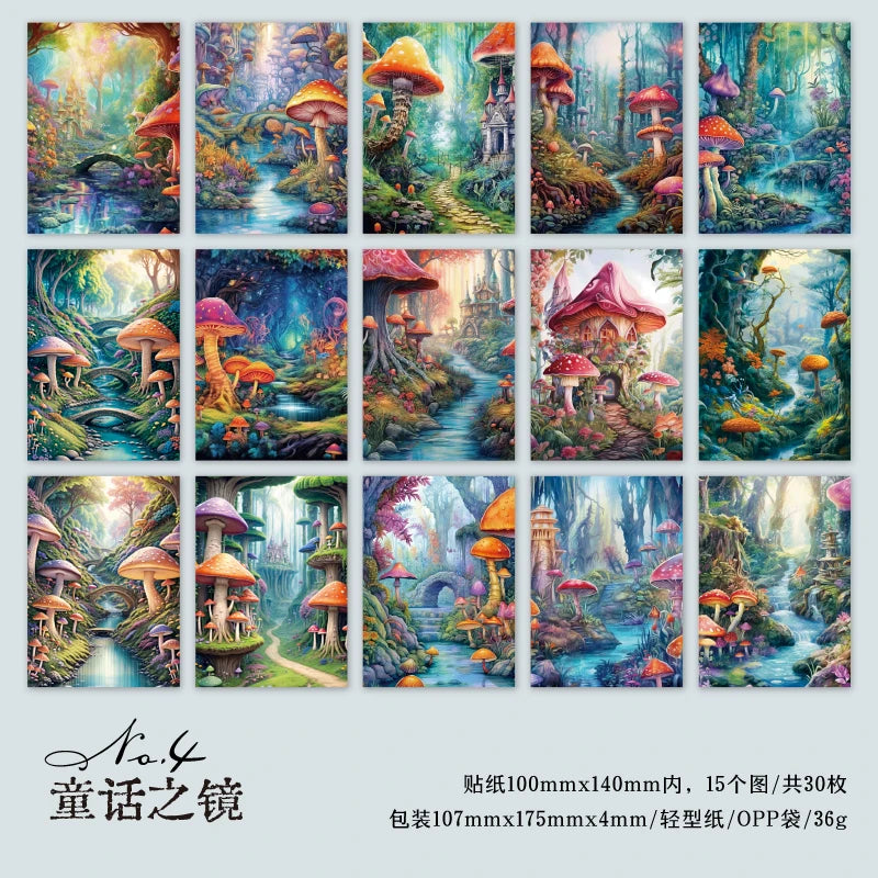 JIANQI 30pcs Vintage Dream Forest Scene Craft Material paper DIY Stationery Collage Scrapbooking for hand made Background Paper