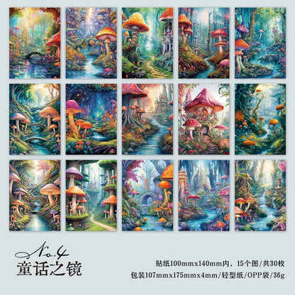 JIANQI 30pcs Vintage Dream Forest Scene Craft Material paper DIY Stationery Collage Scrapbooking for hand made Background Paper