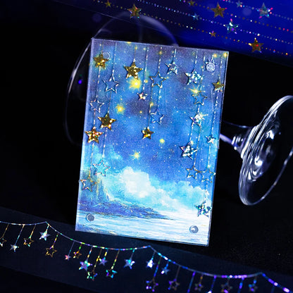 JIANQI 30mm*2m PET Tapes Sparkling Stars DIY Scrapbooking Decor Photo Album Collage Junk Journal Materials Aesthetics Tapes